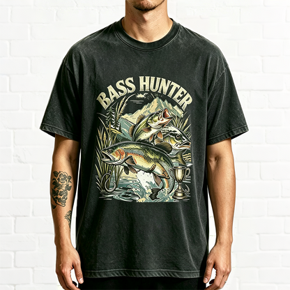Vintage Bass Hunter Fishing Graphic Shirt Bass Fisherman Outdoor Tee