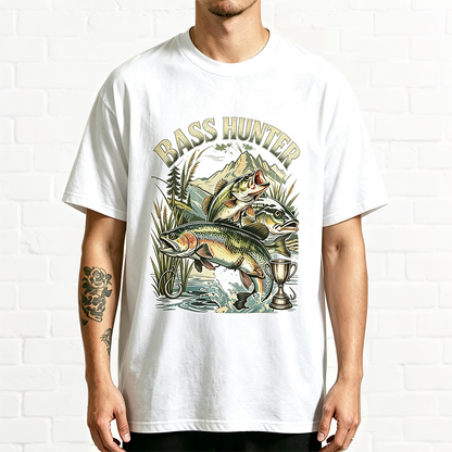 Vintage Bass Hunter Fishing Graphic Shirt Bass Fisherman Outdoor Tee
