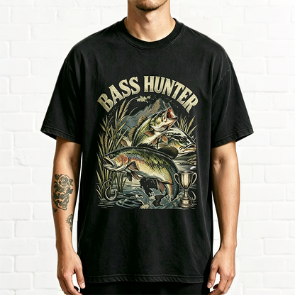 Vintage Bass Hunter Fishing Graphic Shirt Bass Fisherman Outdoor Tee