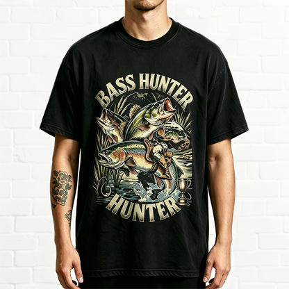 Vintage Bass Hunter Cowboy Bass Fishing Angler Graphic Shirt