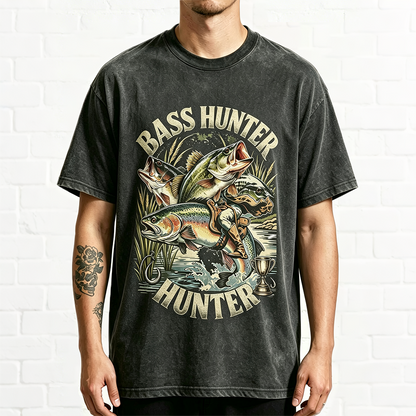 Vintage Bass Hunter Cowboy Bass Fishing Angler Graphic Shirt