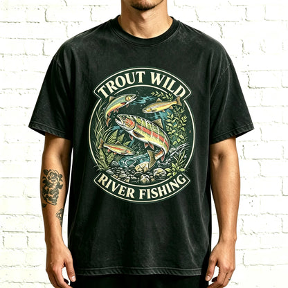 Trout Wild River Fishing Vintage Rainbow Trout Graphic T-Shirt