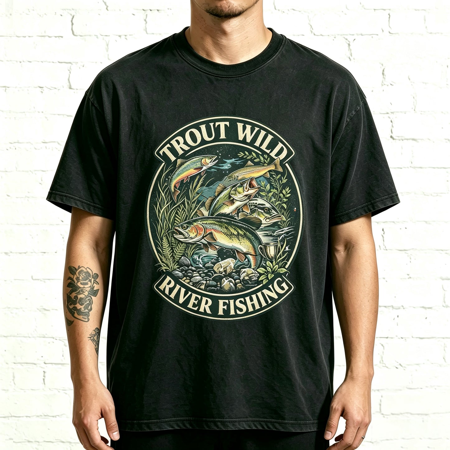 Trout Wild River Fishing Vintage Rainbow Trout Graphic T-Shirt