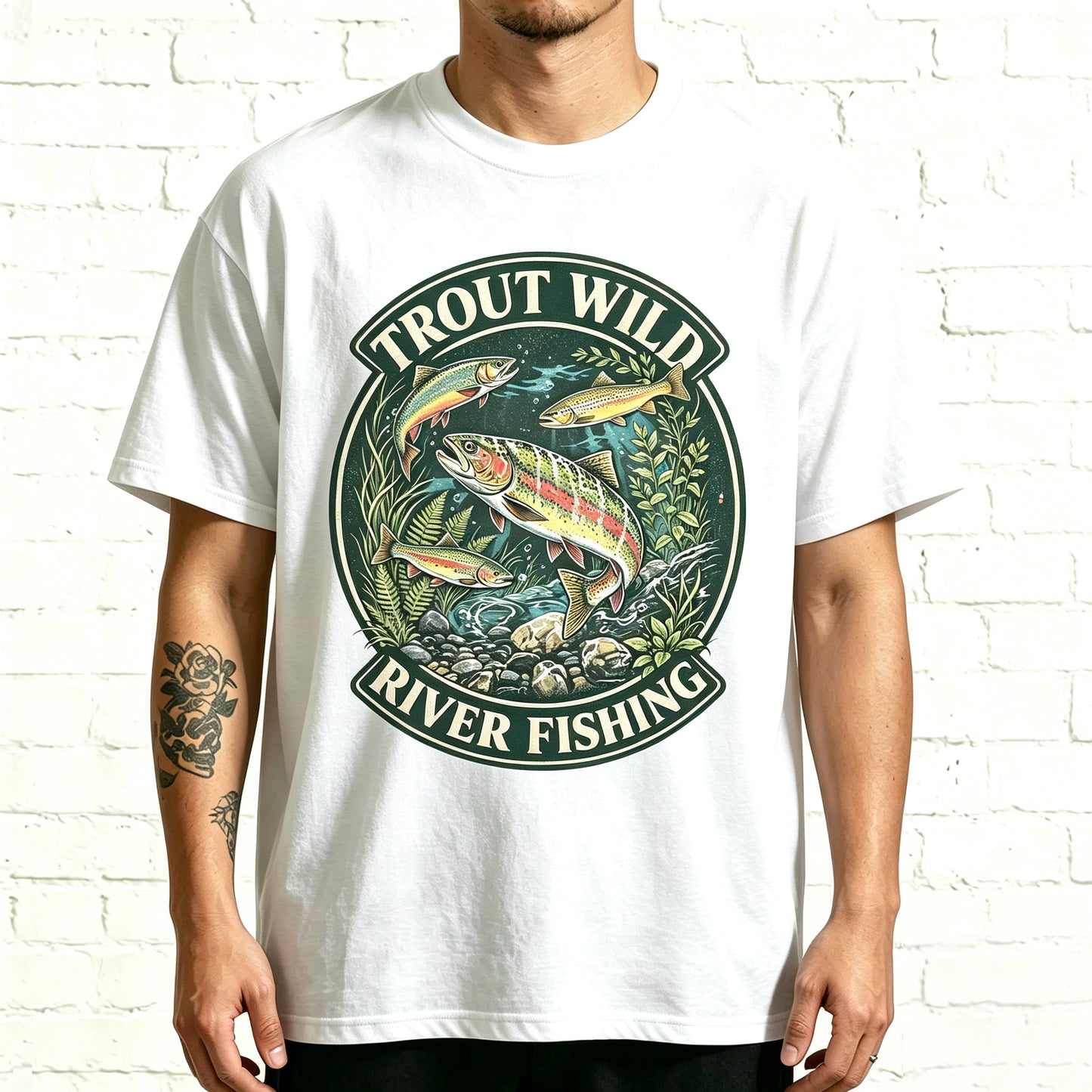 Trout Wild River Fishing Vintage Rainbow Trout Graphic T-Shirt
