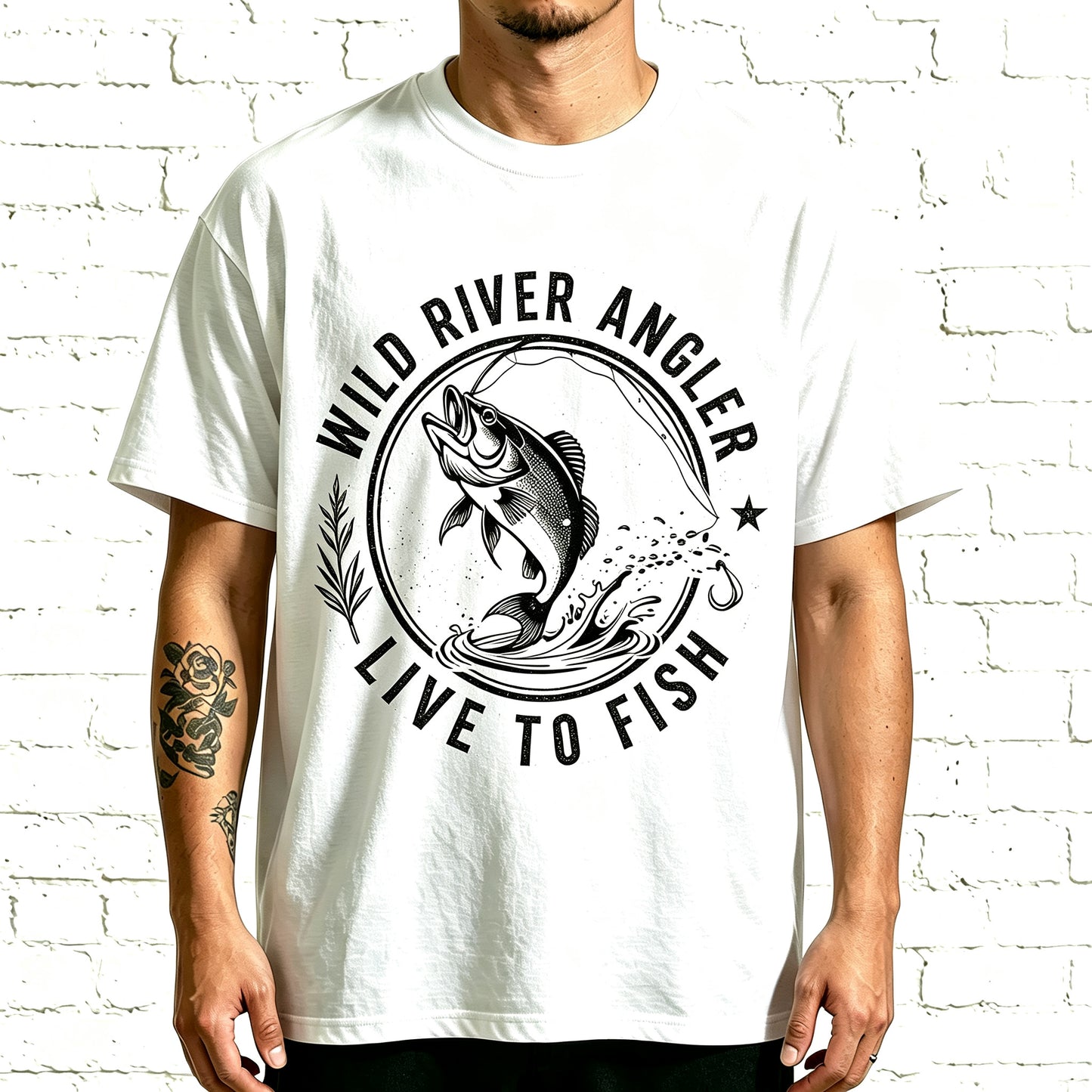 Vintage Wild River Angler Live To Fish Bass Fishing Graphic Shirt