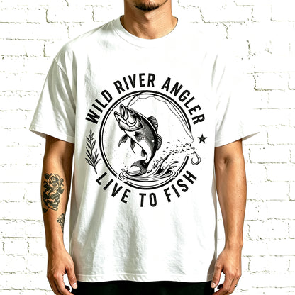 Vintage Wild River Angler Live To Fish Bass Fishing Graphic Shirt