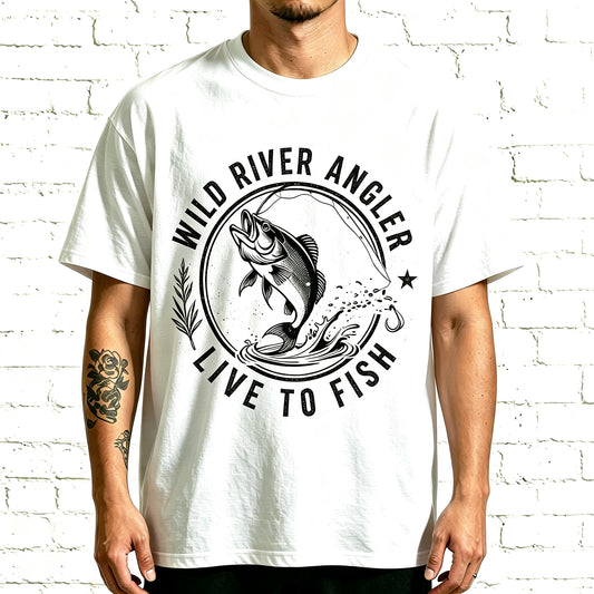 Vintage Wild River Angler Live To Fish Bass Fishing Graphic Shirt