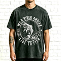 Vintage Wild River Angler Live To Fish Bass Fishing Graphic Shirt