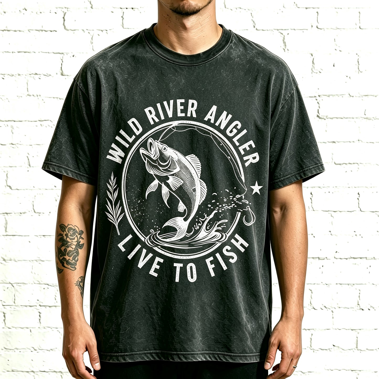 Vintage Wild River Angler Live To Fish Bass Fishing Graphic Shirt