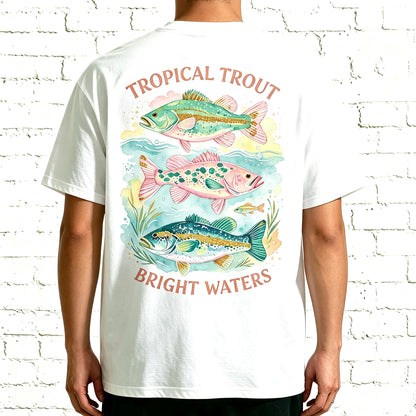 Tropical Trout Bright Waters Watercolor Fishing Graphic T-Shirt