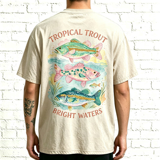 Tropical Trout Bright Waters Watercolor Fishing Graphic T-Shirt