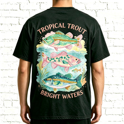 Tropical Trout Bright Waters Watercolor Fishing Graphic T-Shirt