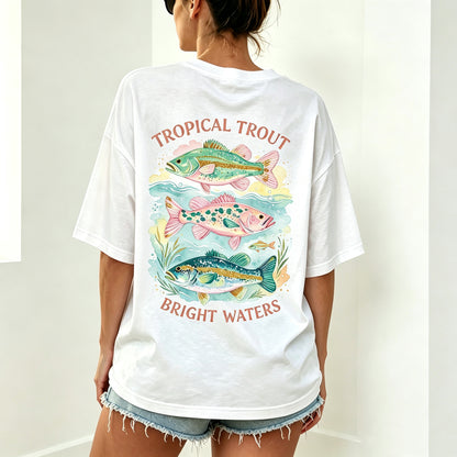 Tropical Trout Bright Waters Watercolor Fishing Graphic T-Shirt