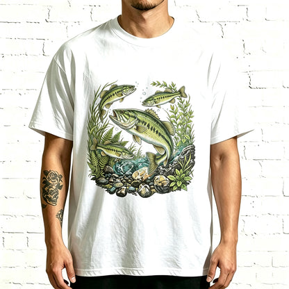 Wild Creek Bass & Aquatic Plants Nature Fish Graphic Tee