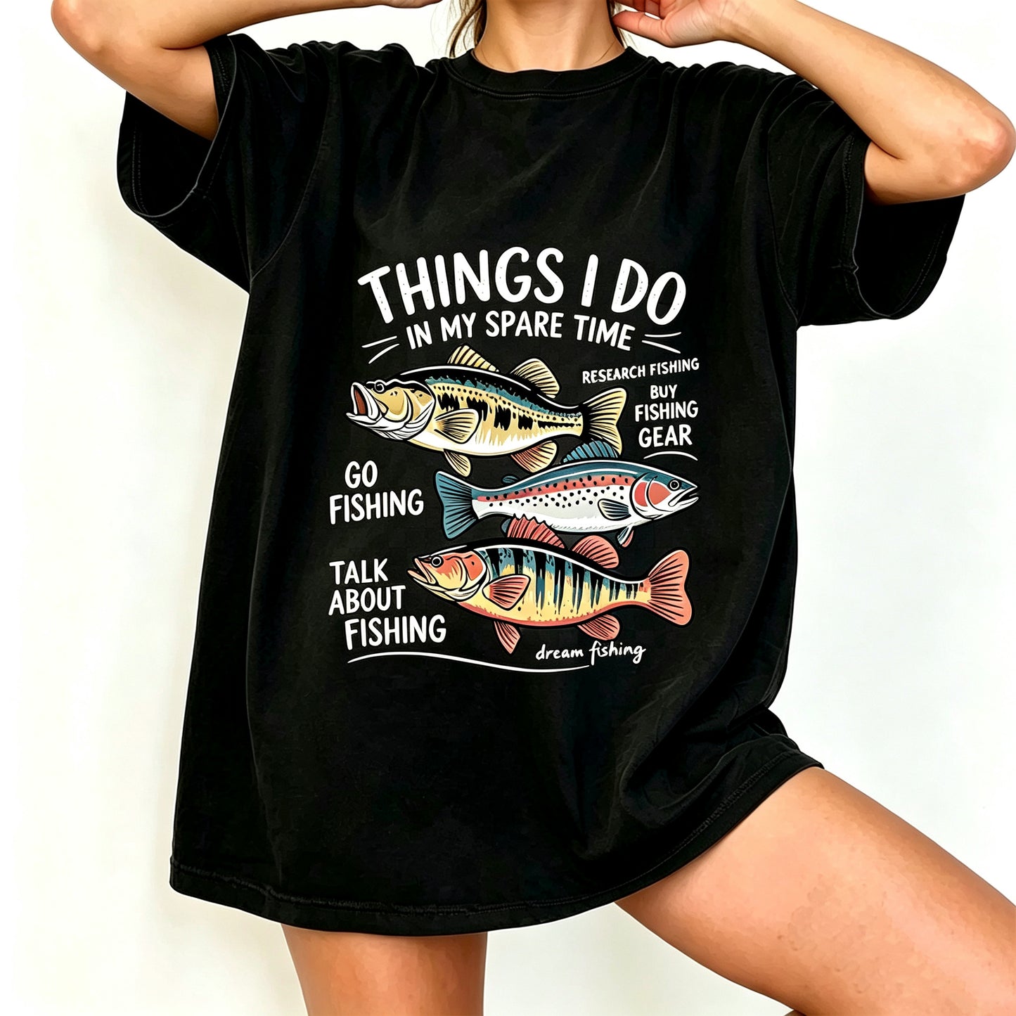 Things I Do In My Spare Time Funny Fishing Graphic T-Shirt
