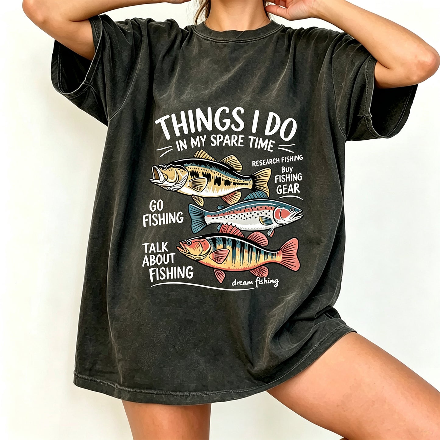 Things I Do In My Spare Time Funny Fishing Graphic T-Shirt