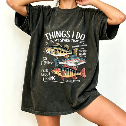 Things I Do In My Spare Time Funny Fishing Graphic T-Shirt