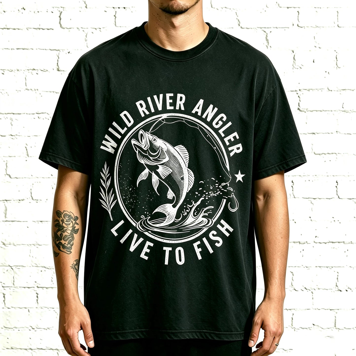 Vintage Wild River Angler Live To Fish Bass Fishing Graphic Shirt